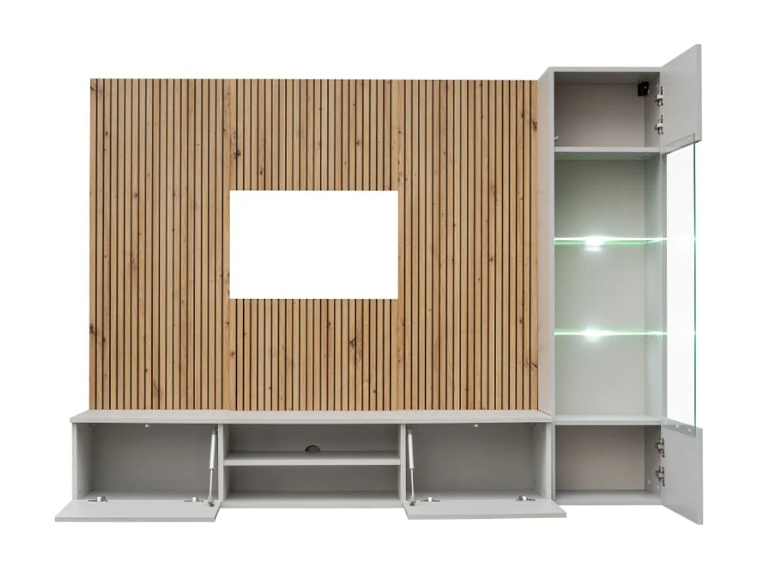 Composição mural IXAR – Móvel de TV e vitrine suspensa – Com LED