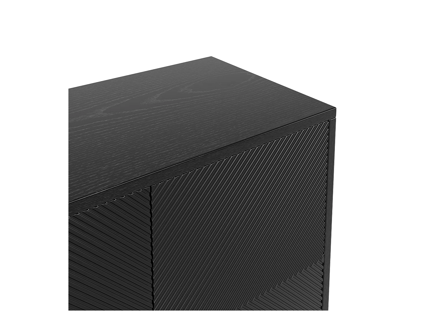 Buffet noir - Buffet avec 4 portes et poignées dorées - pieds brillants