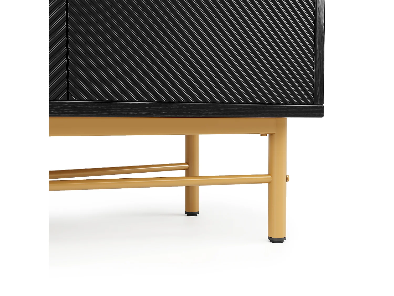 Schwarzes Sideboard - Sideboard mit 4 Türen und goldenen Griffen - glänzende Beine