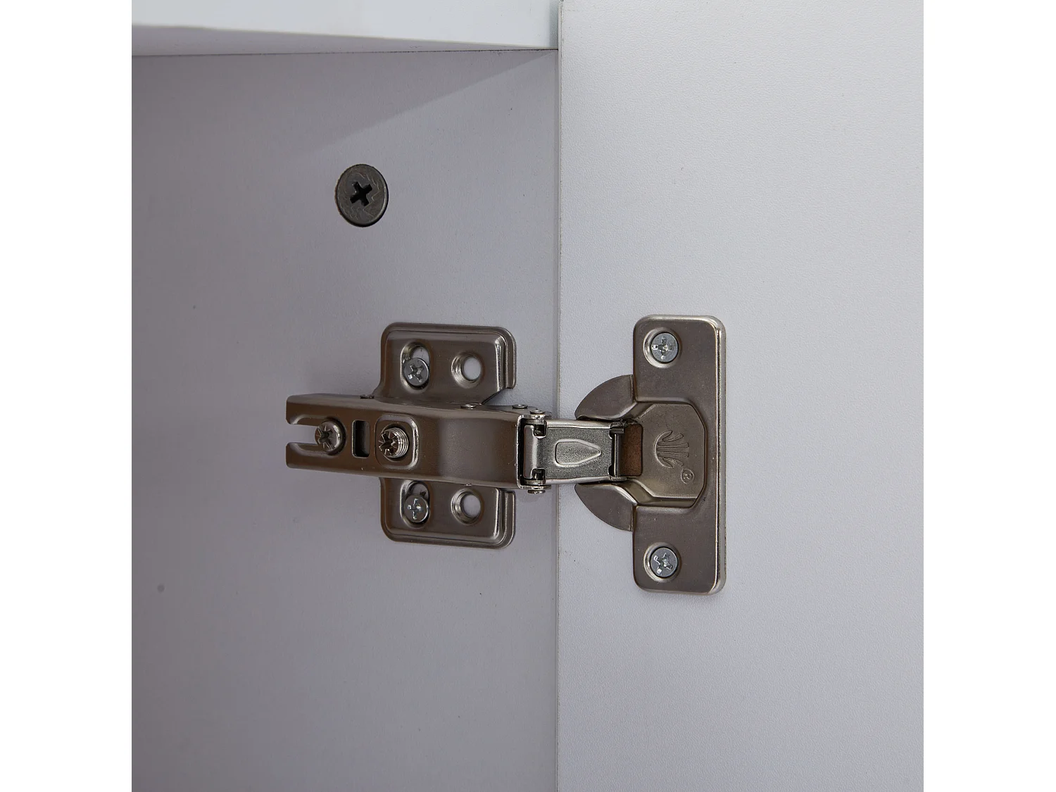 Buffet blanc brillant - Commode 3 portes avec éclairage LED - piètement en bois