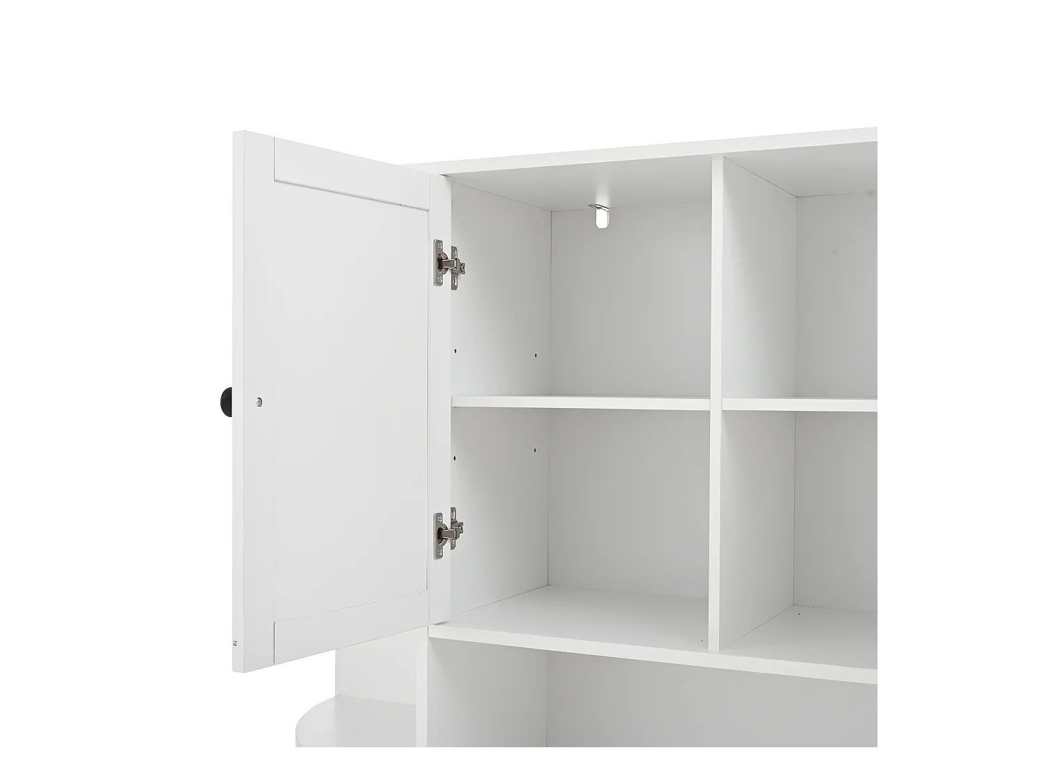 Buffet haut blanc à 3 portes - Buffet à 2 tiroirs et 6 rangements ouverts - 3 réglables en hauteur