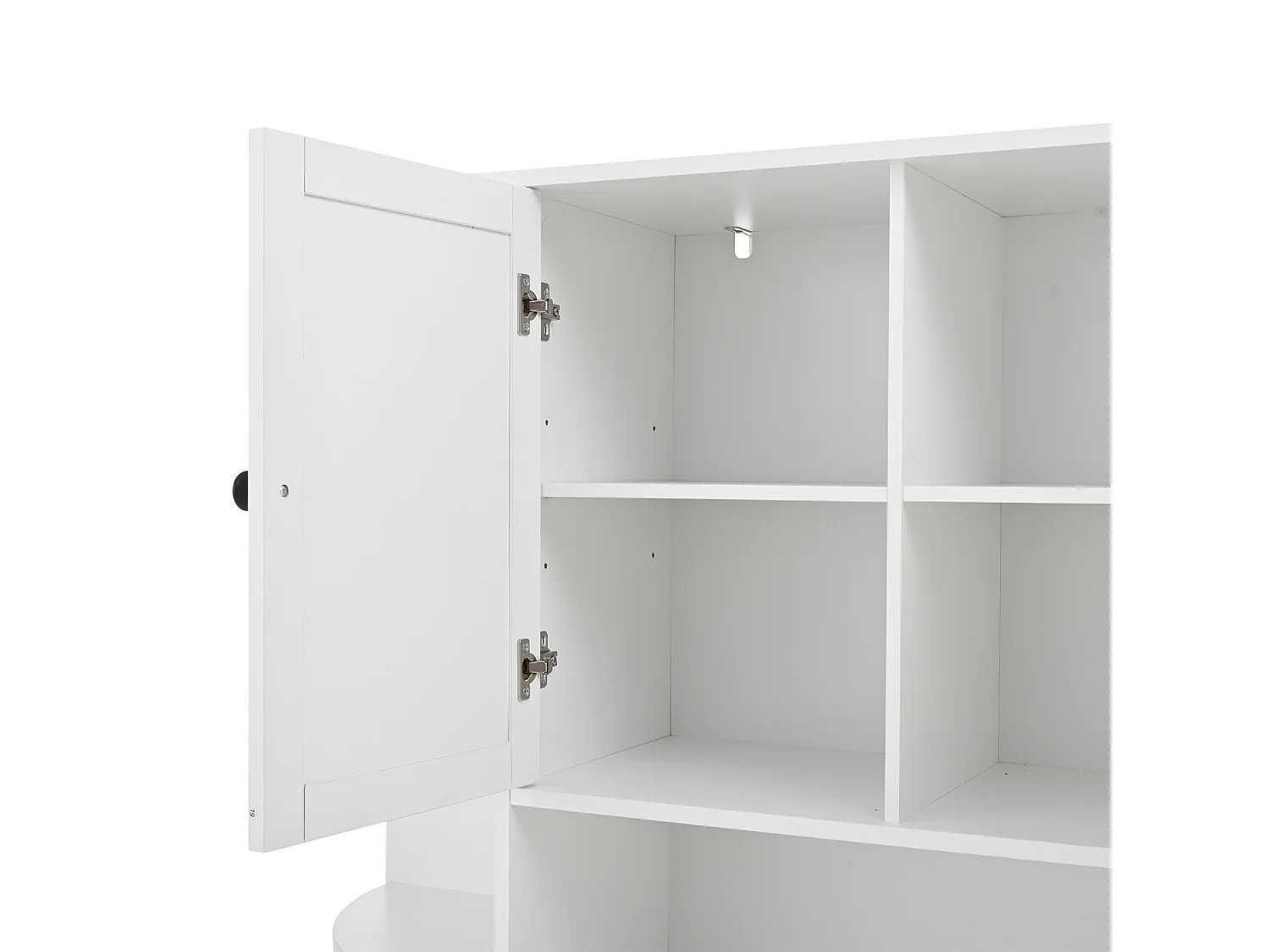 Buffet haut blanc à 3 portes - Buffet à 2 tiroirs et 6 rangements ouverts - 3 réglables en hauteur