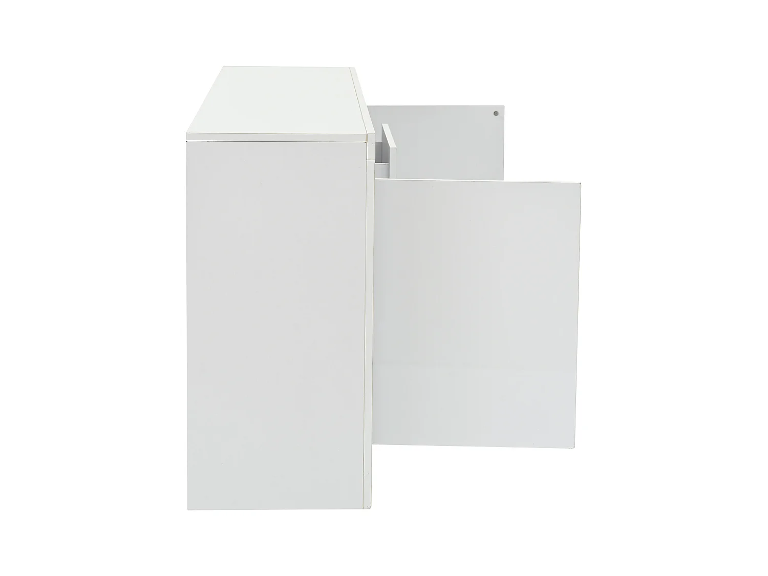 Buffet blanc brillant à 3 tiroirs - Buffet à 2 portes avec éclairage LED - etagères réglables