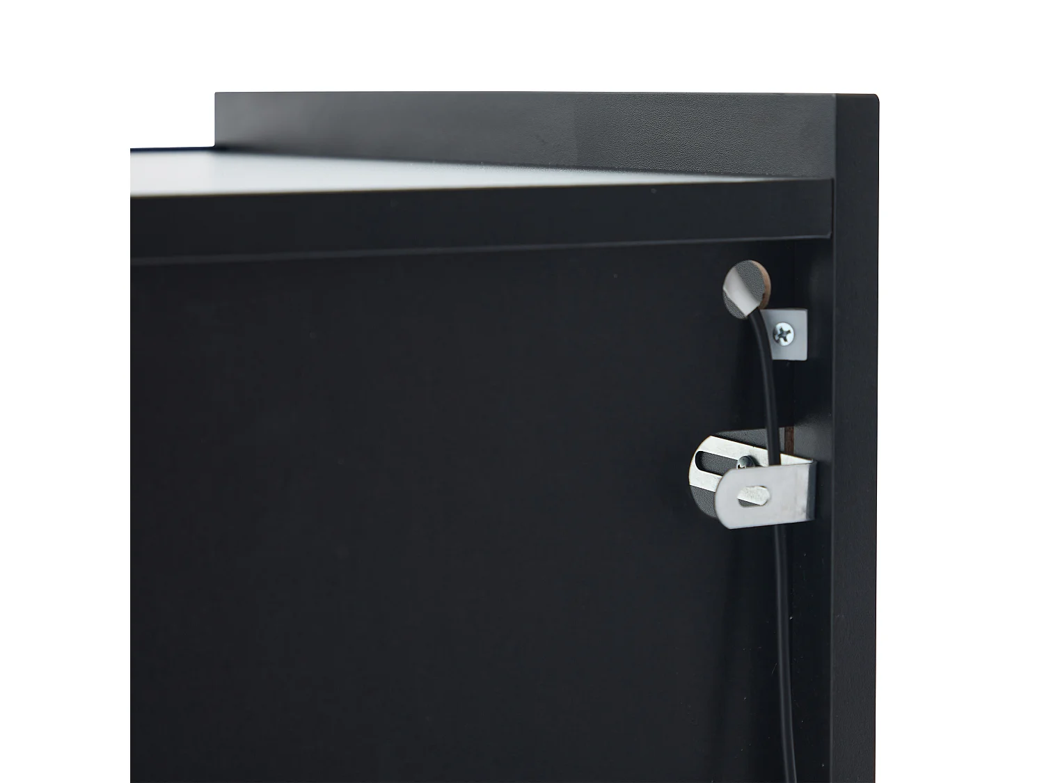 Vitrine noire avec éclairage LED - Vitrine haute avec deux portes vitrées et un abattant - rangement ouvert