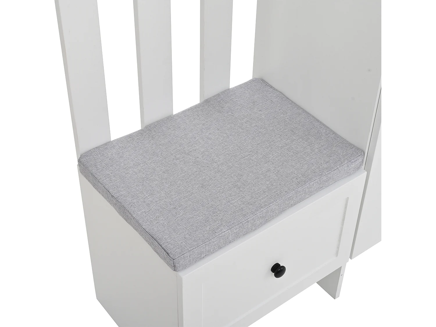 Garderobe mit Schuhbank - 2-türiger Kleiderschrank mit 6 Haken - 1 Schublade und offene Ablage - weiß