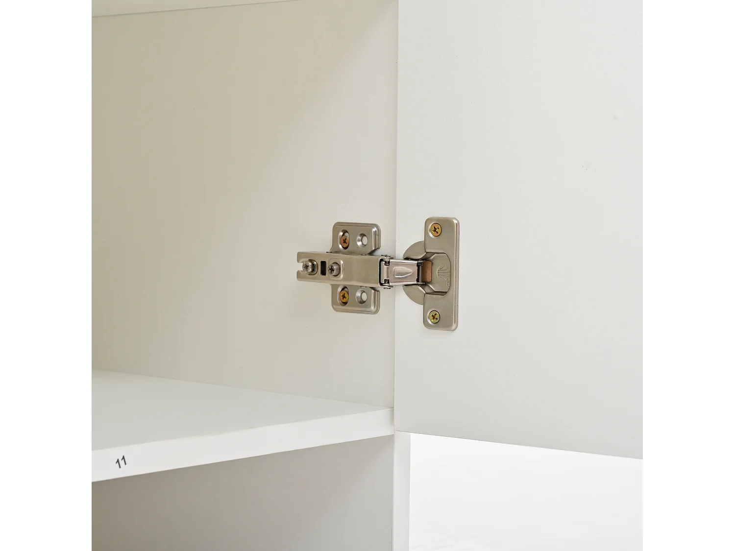 Garderobe mit Schuhbank - 2-türiger Kleiderschrank mit 6 Haken - 1 Schublade und offene Ablage - weiß