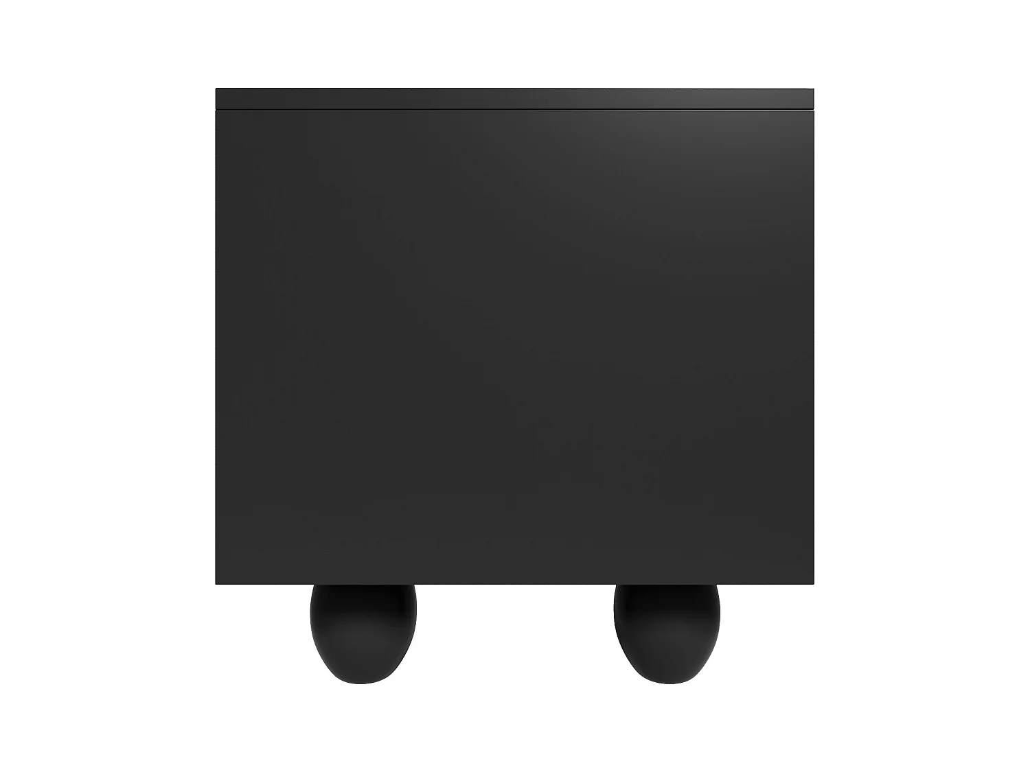 Czarny stolik pod TV - stolik pod TV z 2 szufladami i 2 drzwiami - Okrągłe nogi z litego drewna