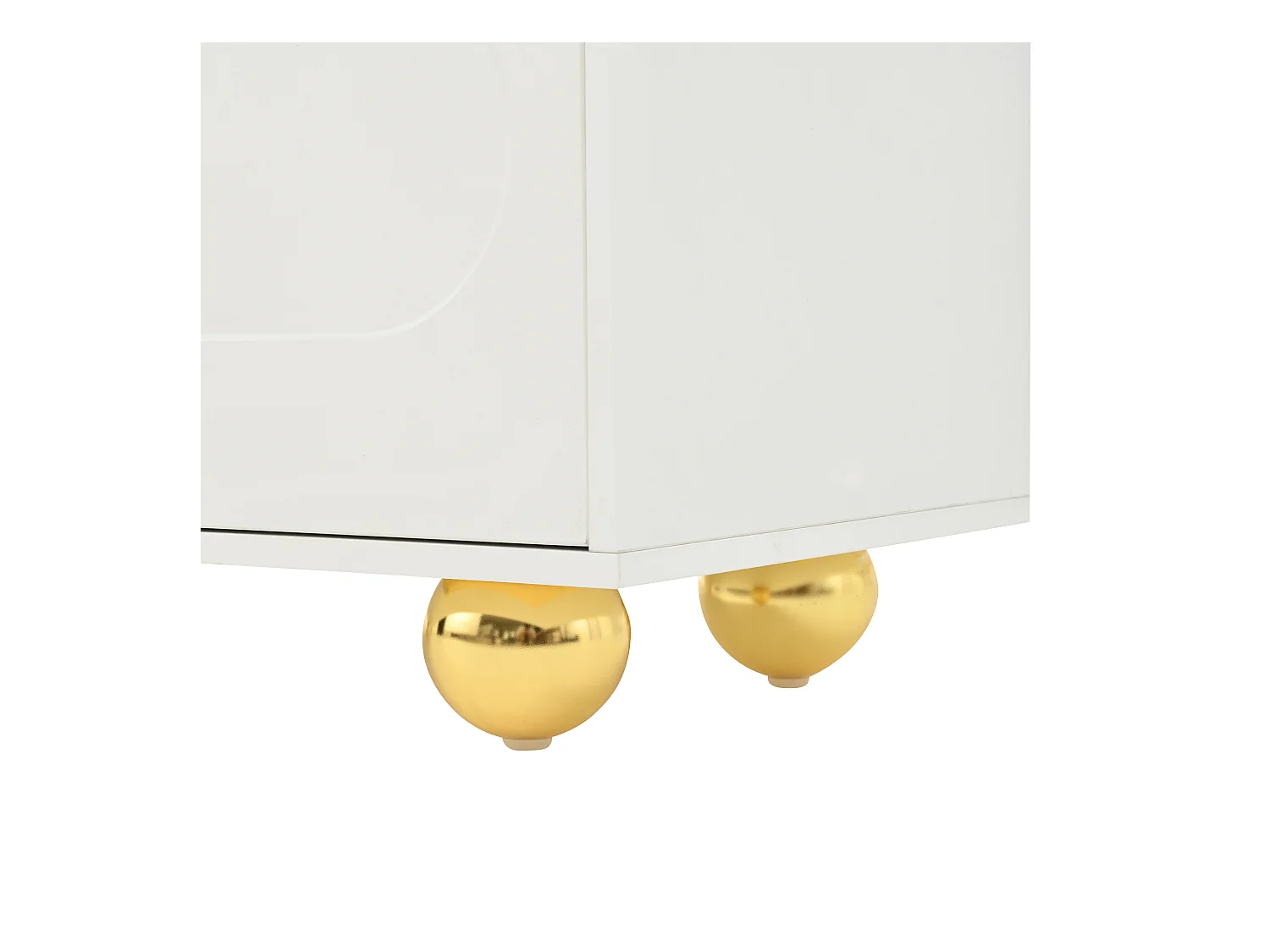 Meuble TV blanc - Meuble TV avec 4 portes et 5 pieds de support sphériques - portes en forme de nuage