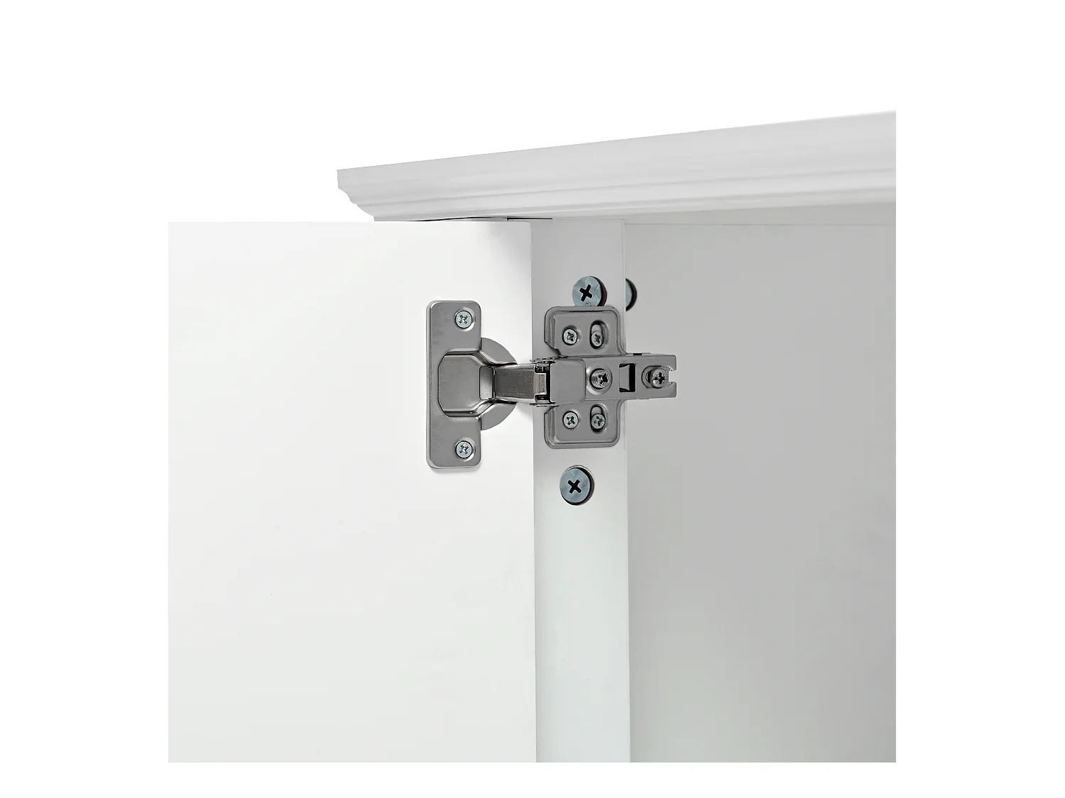 Meuble TV blanc - Meuble TV avec 2 portes et 1 tiroir - 1 espace de rangement ouvert