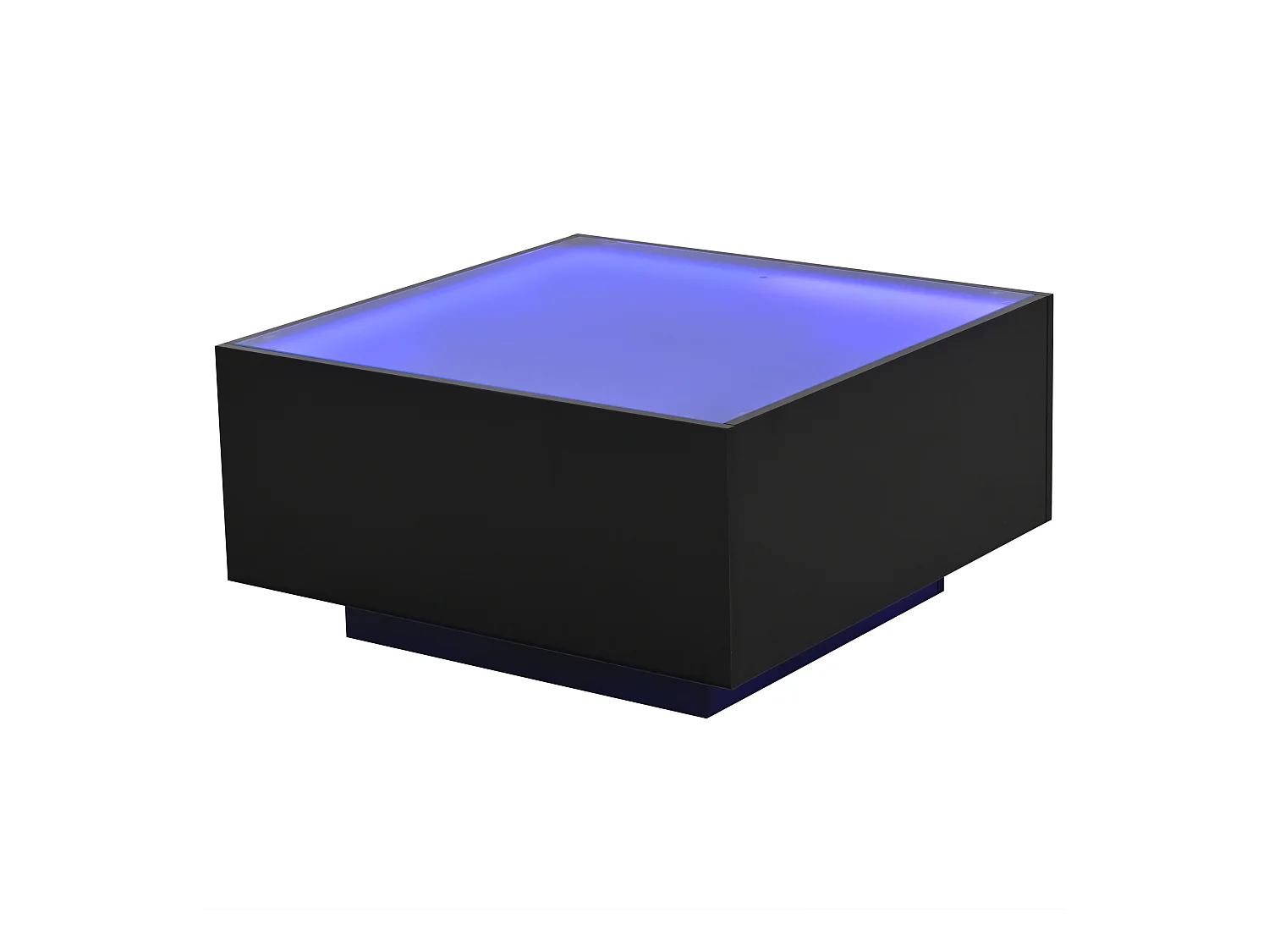 Table basse noir moderne - Table basse avec plateau en verre et éclairage LED