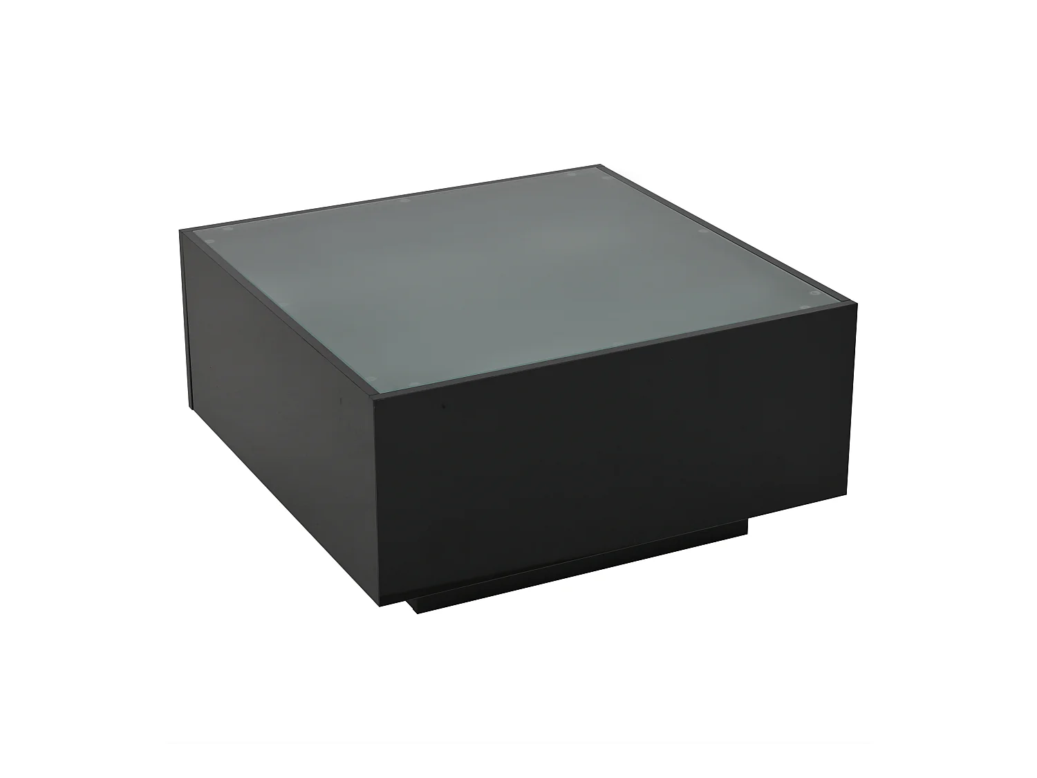 Table basse noir moderne - Table basse avec plateau en verre et éclairage LED