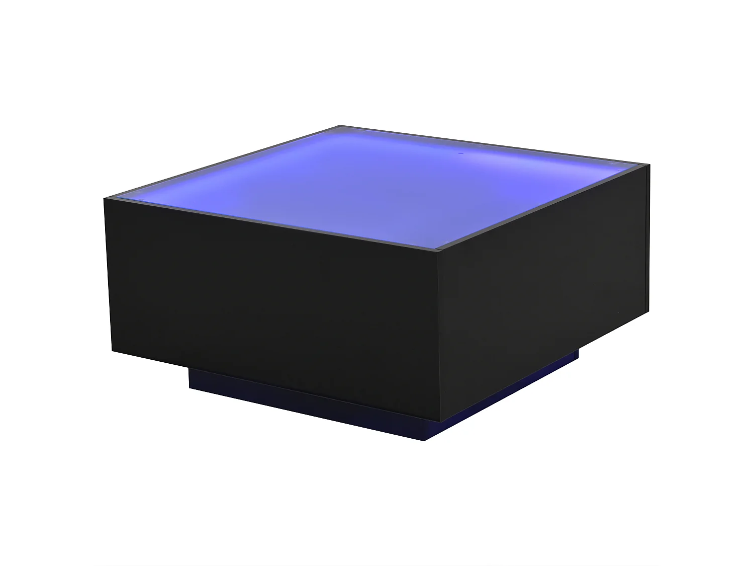 Table basse noir moderne - Table basse avec plateau en verre et éclairage LED