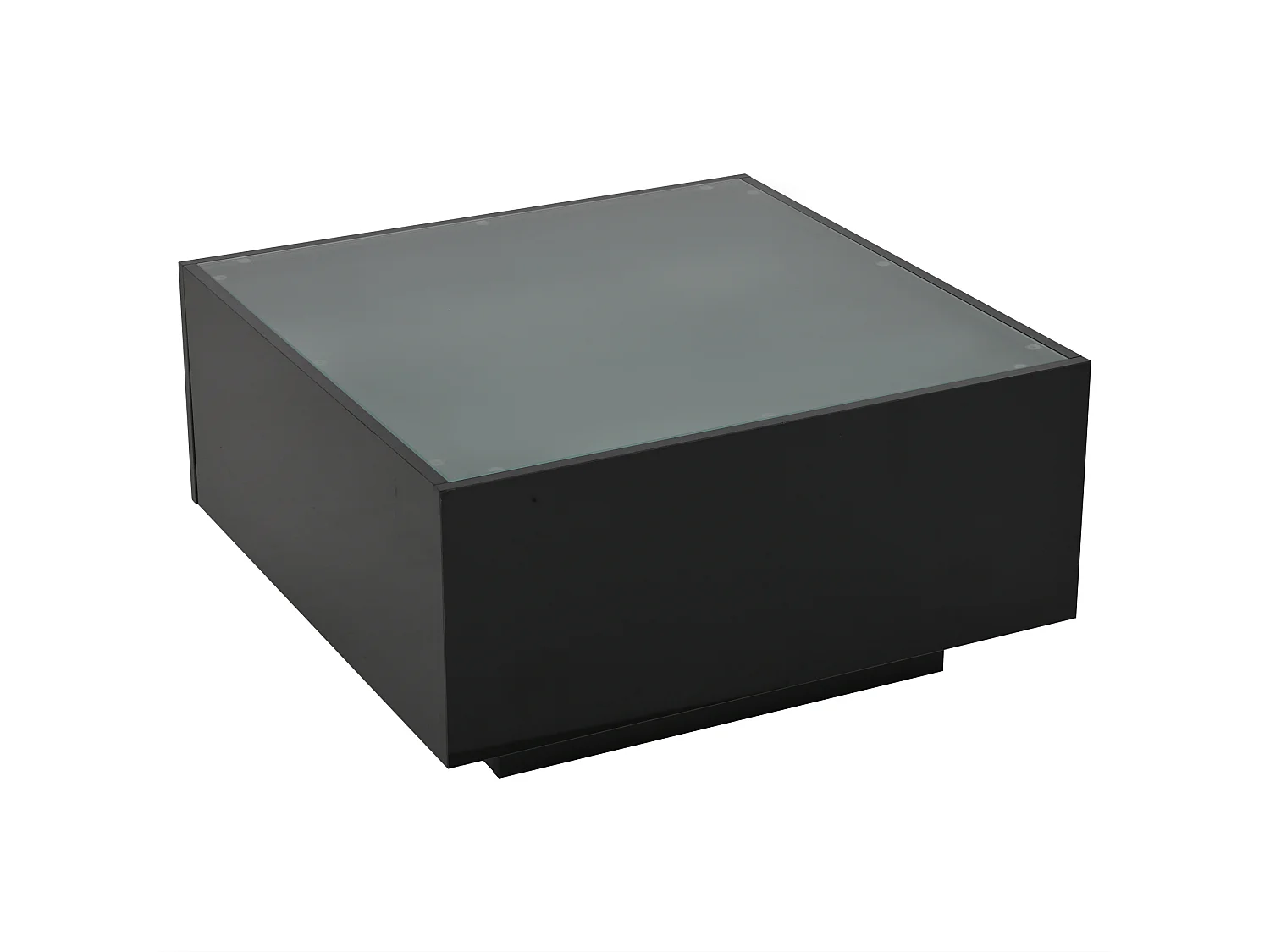 Table basse noir moderne - Table basse avec plateau en verre et éclairage LED