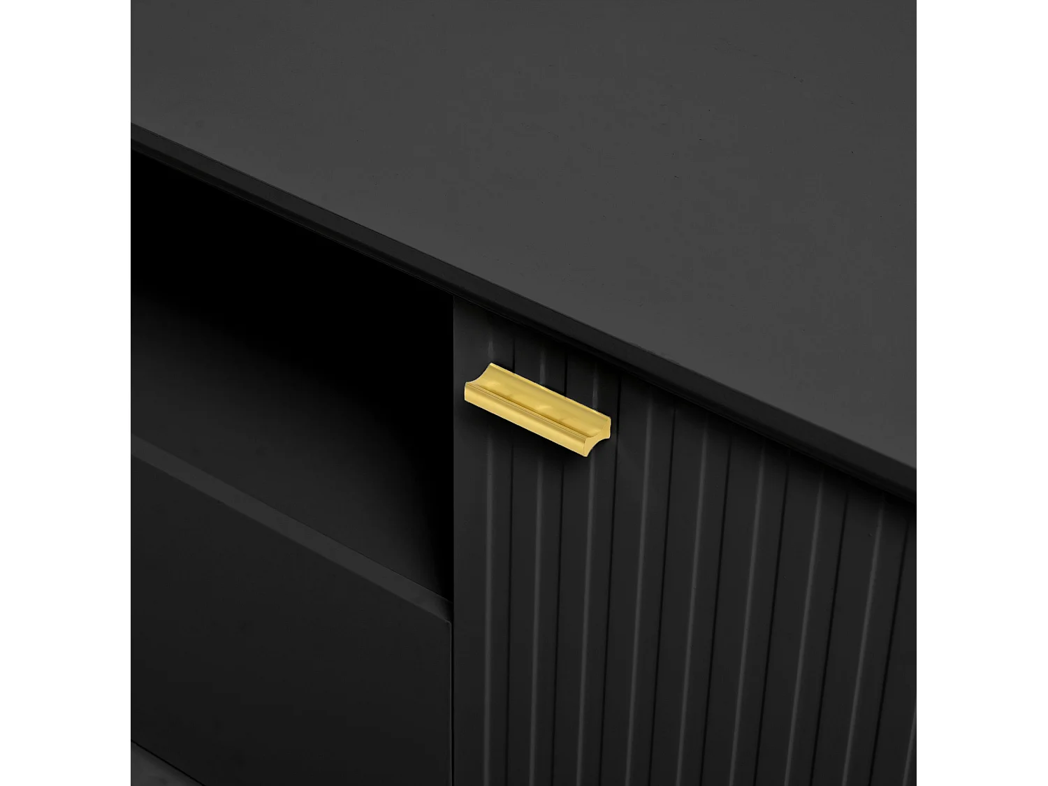 Zwarte tv-kast - tv-kast met 2 deuren en 1 lade - 1 open opbergruimte