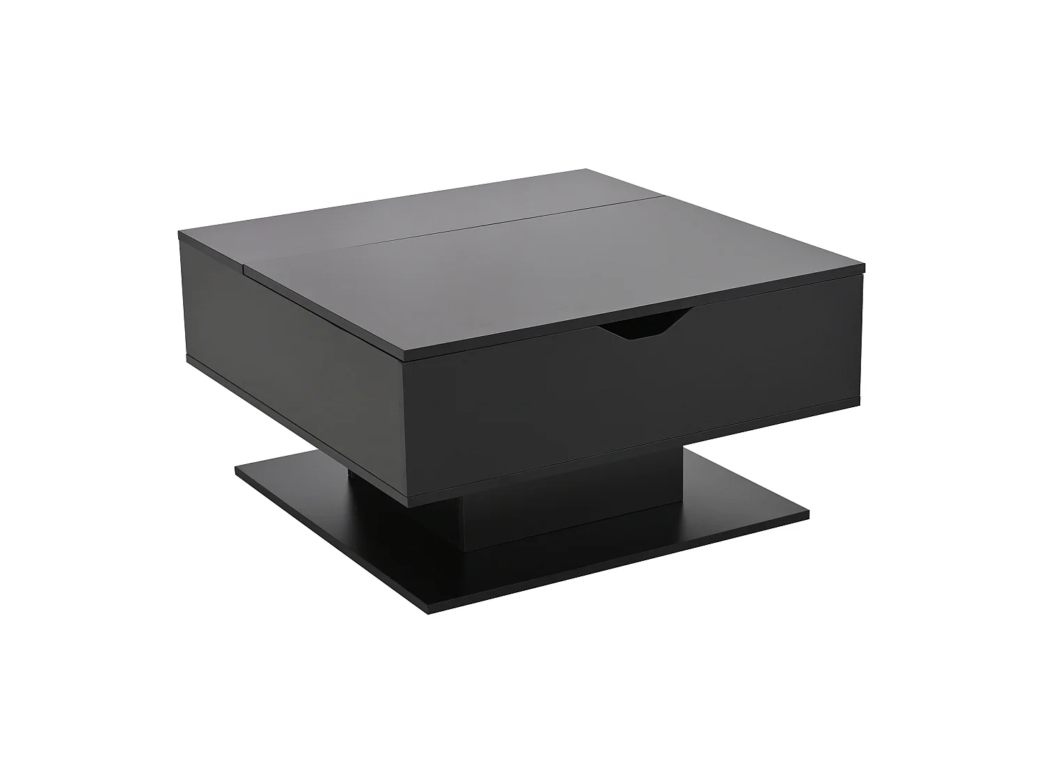 Table basse noir - Table basse avec plateau relevable et rangement semi-ouvert - rangement dissimulé