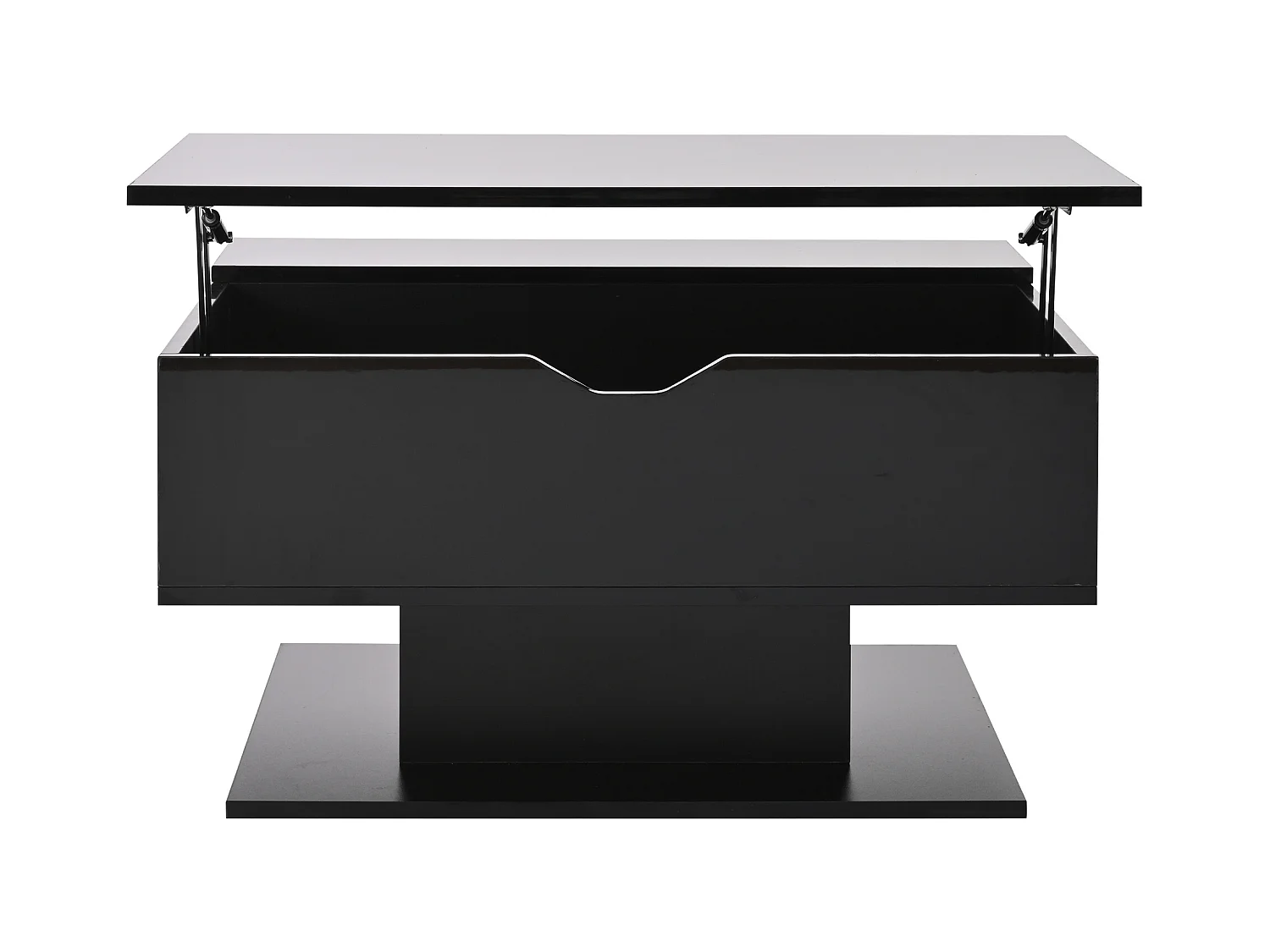 Table basse noir - Table basse avec plateau relevable et rangement semi-ouvert - rangement dissimulé