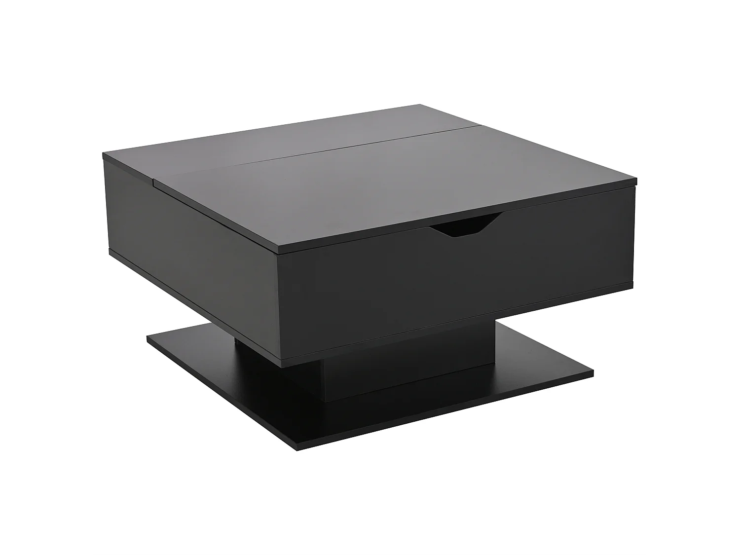 Table basse noir - Table basse avec plateau relevable et rangement semi-ouvert - rangement dissimulé