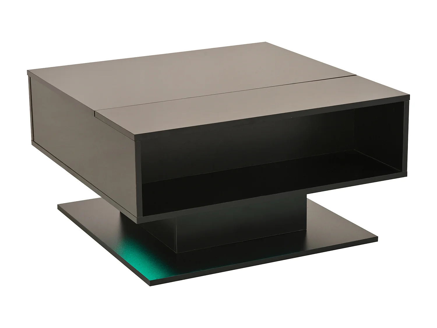 Table basse noir - Table basse avec plateau relevable et rangement semi-ouvert - rangement dissimulé