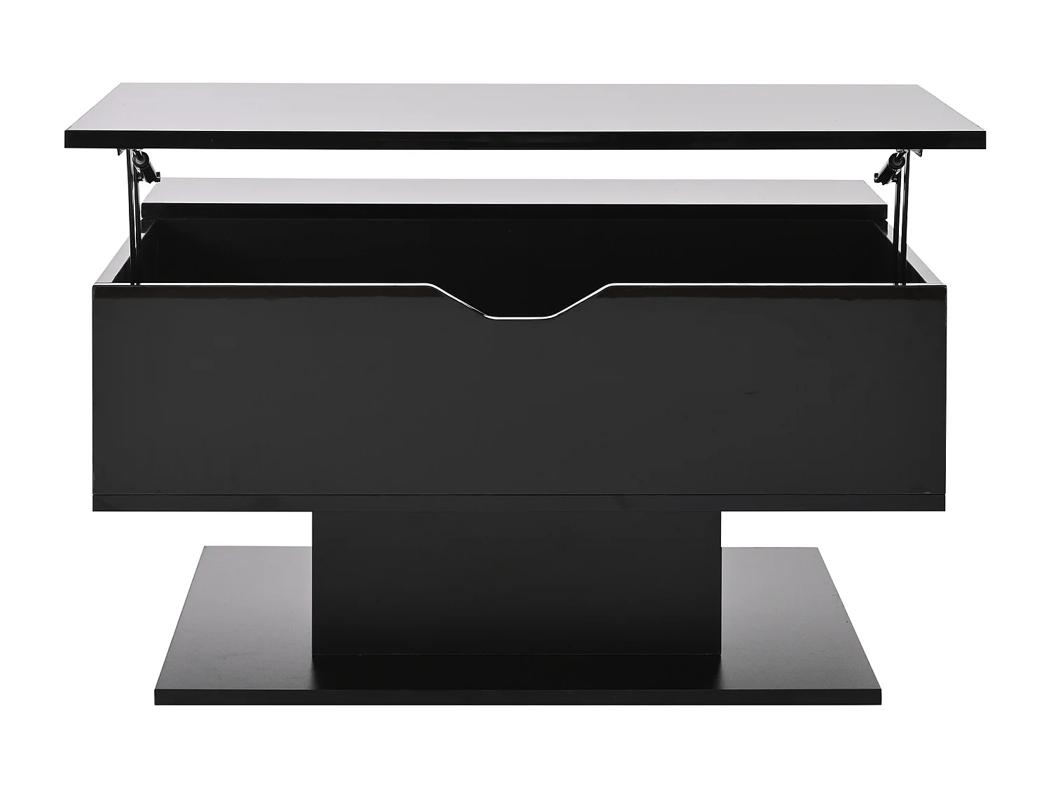 Table basse noir - Table basse avec plateau relevable et rangement semi-ouvert - rangement dissimulé