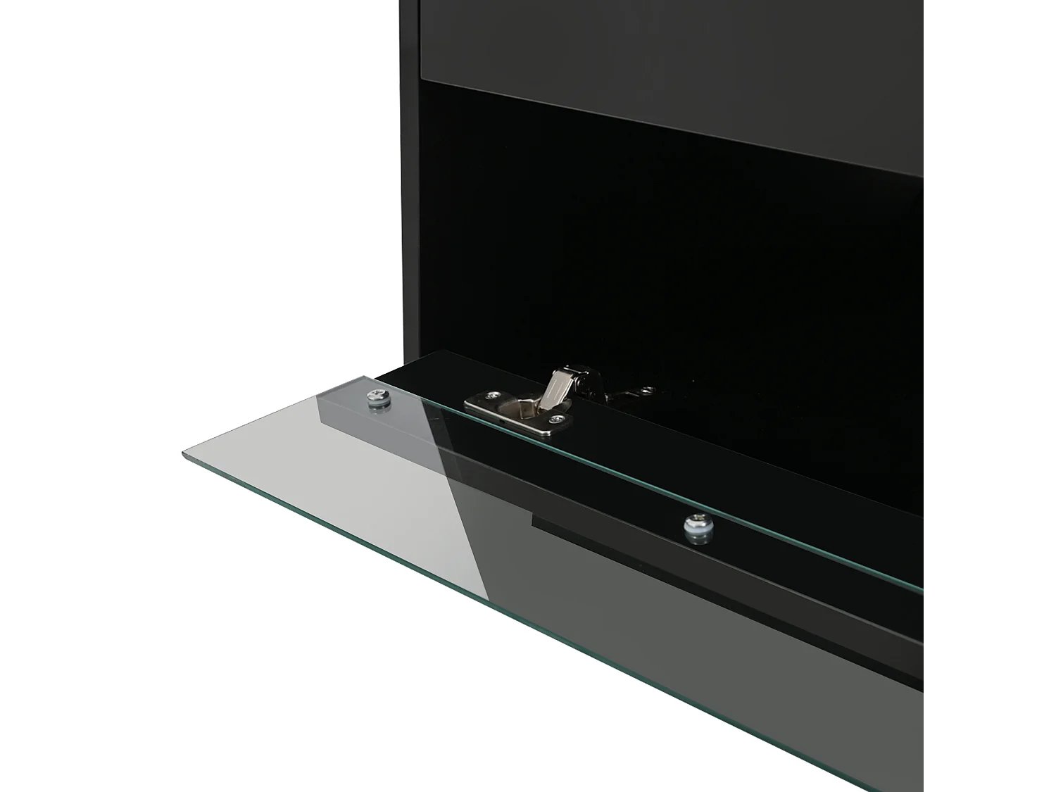 Table basse noir brillante - Table basse avec 2 tiroirs et éclairage LED - panneau de porte rabattable