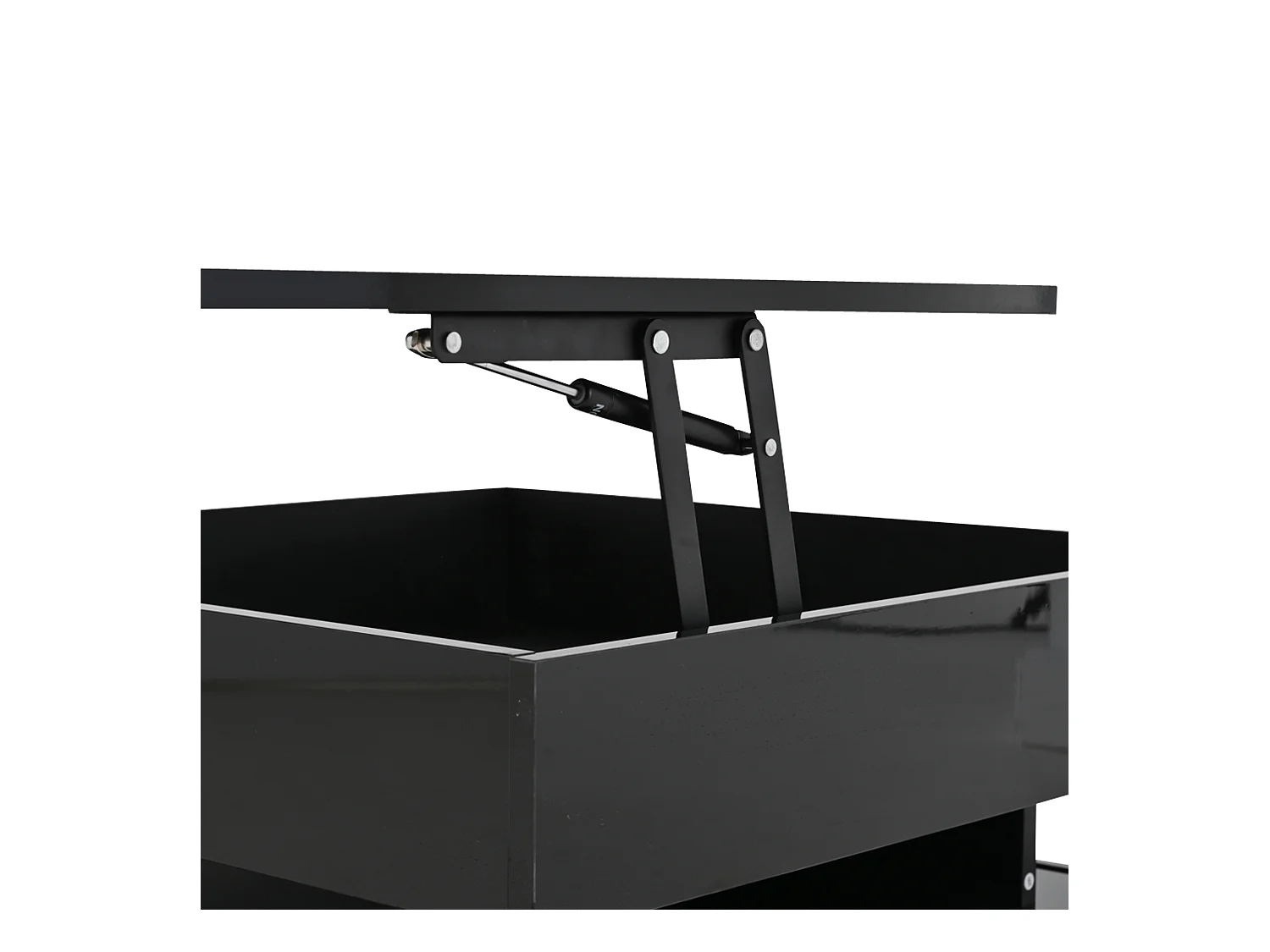 Mesa de centro negra con tapa elevable - Mesa de centro con iluminación LED y 2 cajones - almacenamiento oculto