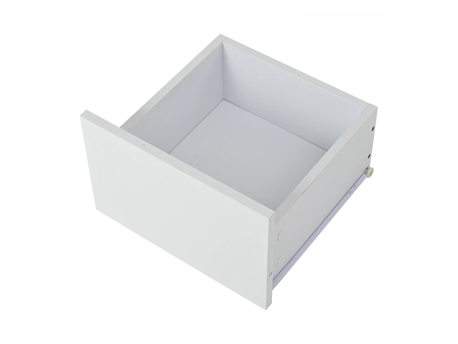 Table basse 3 tiroirs - Finition bois et 1 compartiment de rangement semi-ouvert - blanc et bois naturel