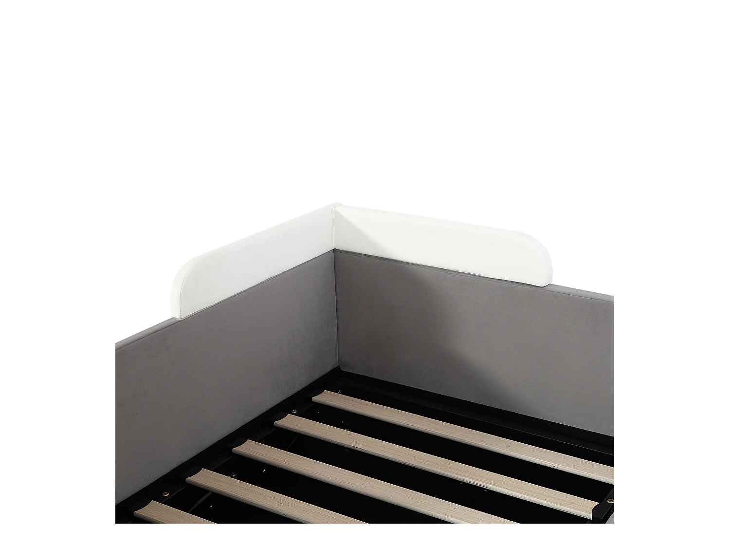 Opbergbed 90 x 200 cm - Eenpersoonsbed met linker zijpaneel - grijs fluweel - matras niet inbegrepen