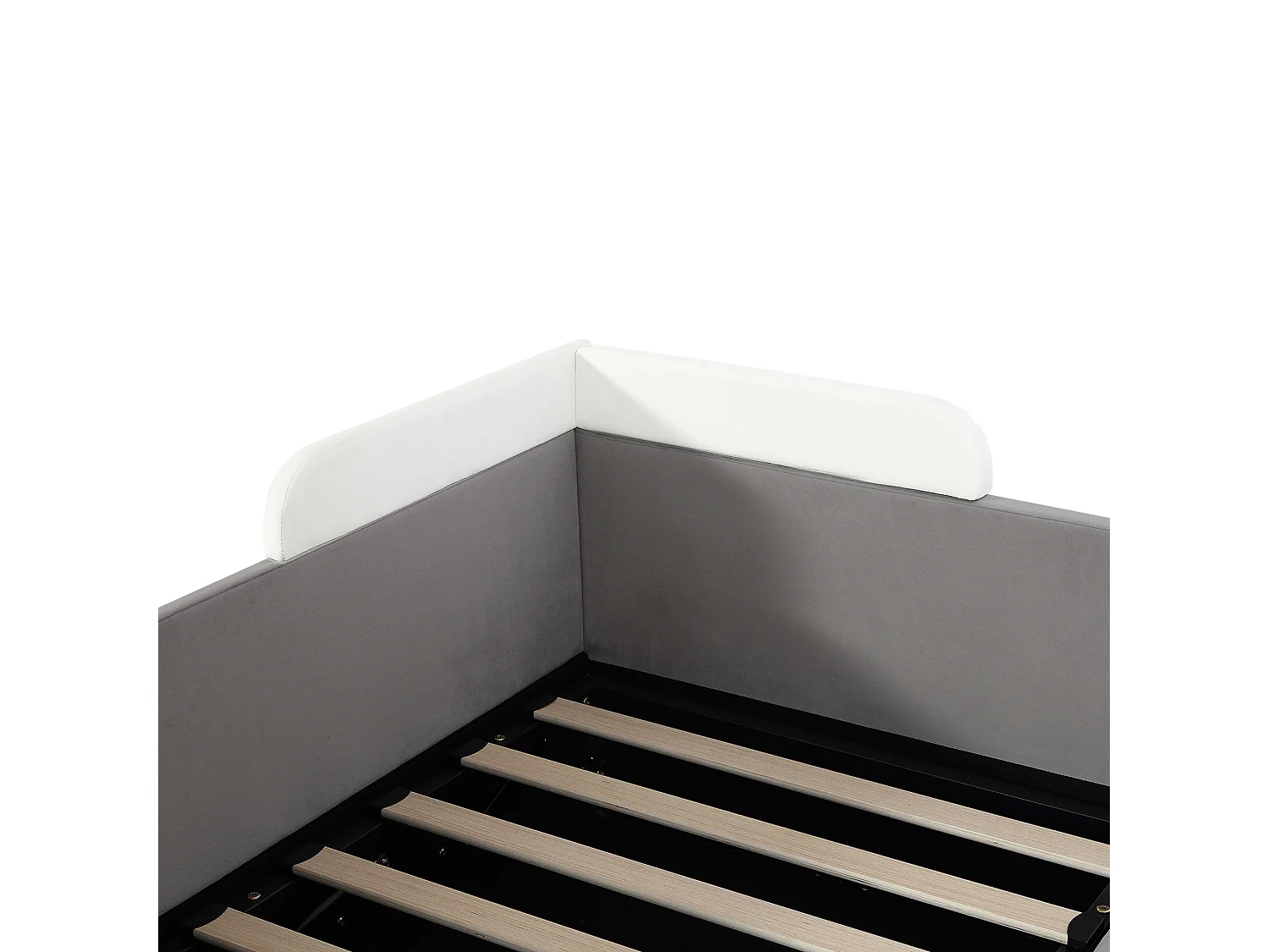 Lit coffre 90 x 200 cm - Lit simple avec panneau latéral gauche - velours gris - matelas non inclus