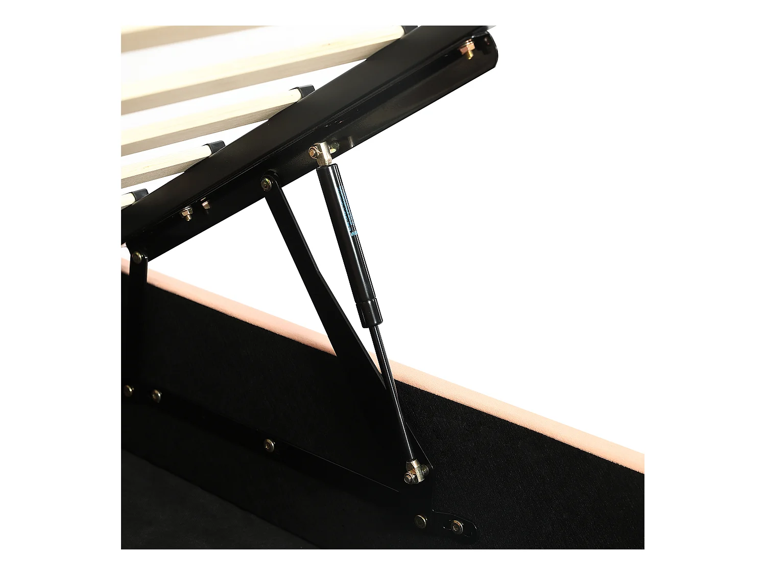 Lit coffre 90 x 200 cm - Lit simple coté gauche avec tête de lit lapin et panneau latéral gauche - velours rose