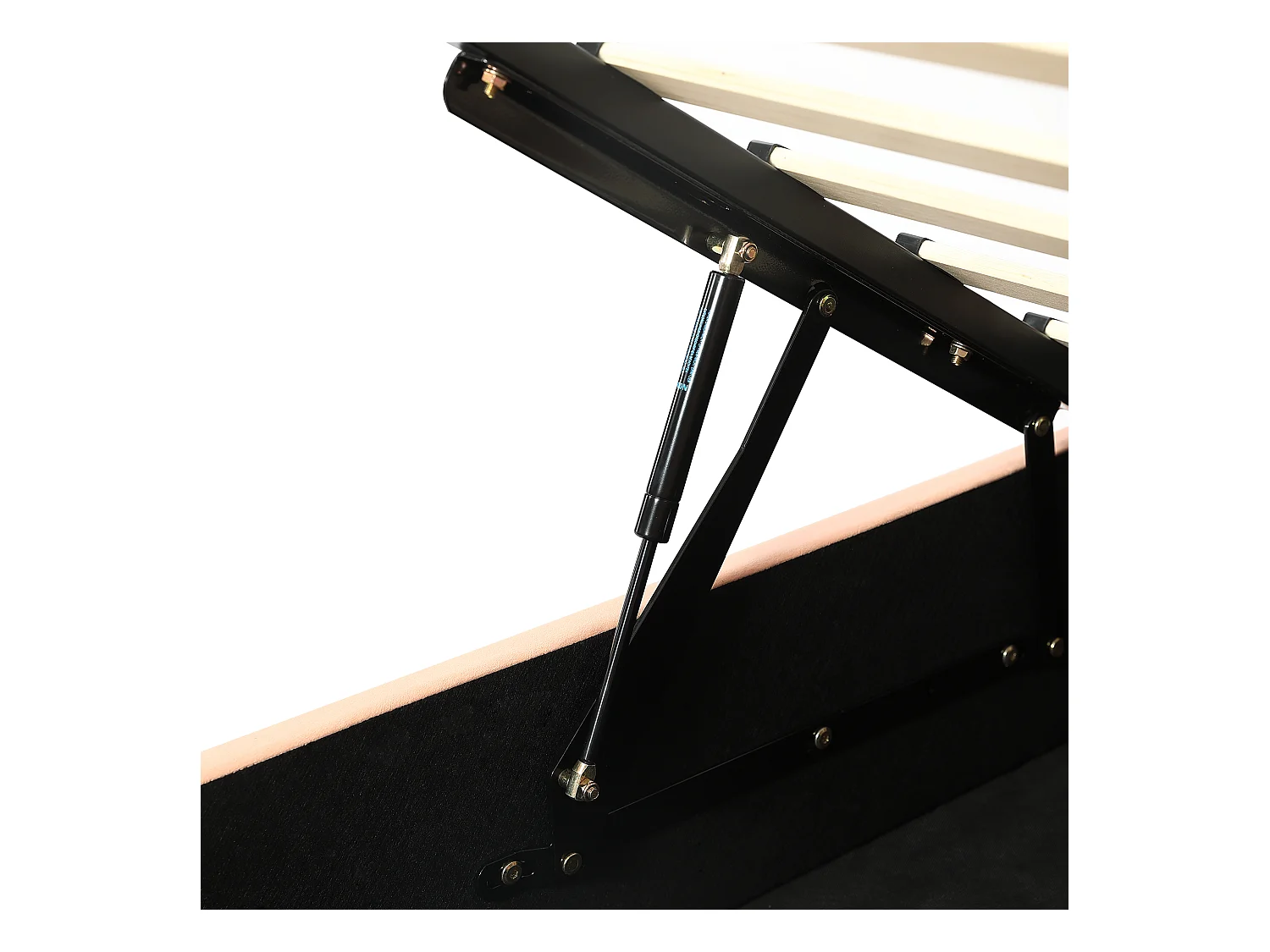 Lit coffre 90 x 200 cm - Lit simple coté droit avec tête de lit lapin et panneau latéral droit - velours rose