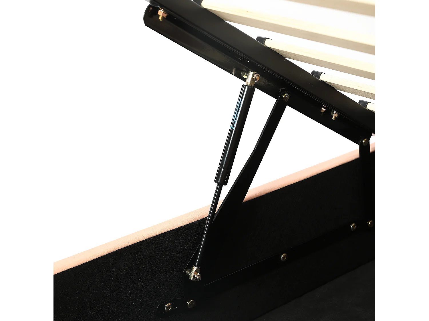 Lit coffre 90 x 200 cm - Lit simple coté droit avec tête de lit lapin et panneau latéral droit - velours rose