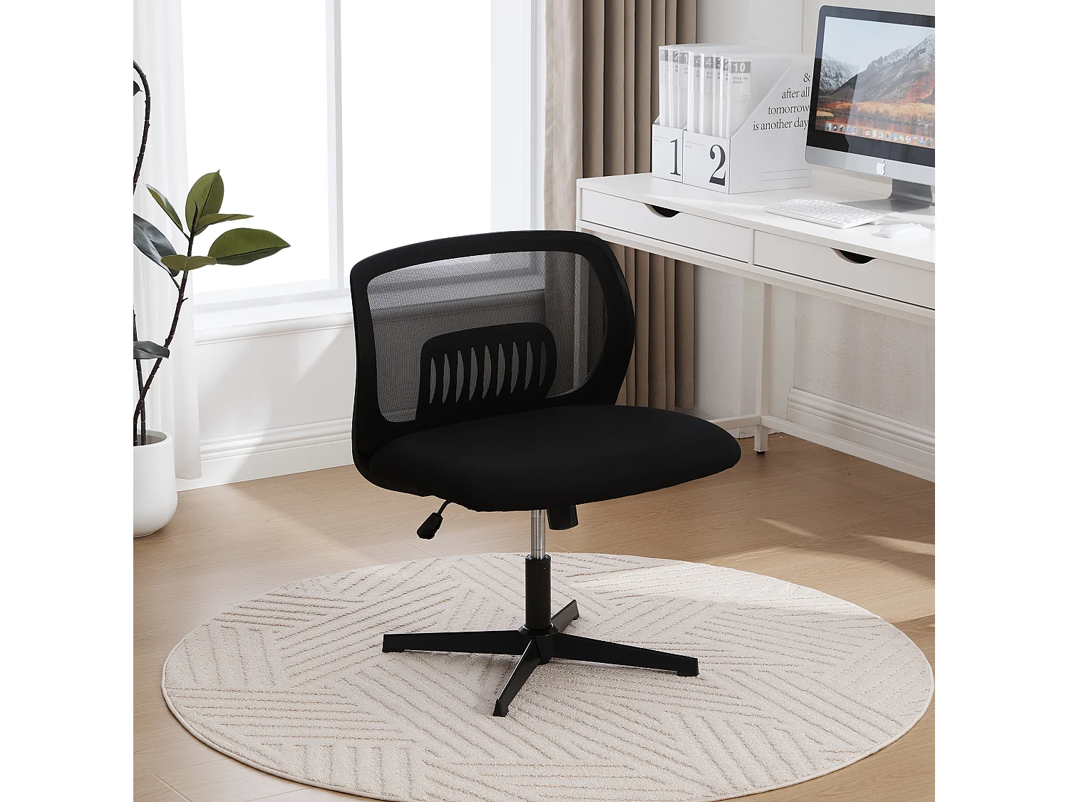 Bürodrehstuhl - Drehsessel mit Wippfunktion und Höhenverstellung - Netz schwarz