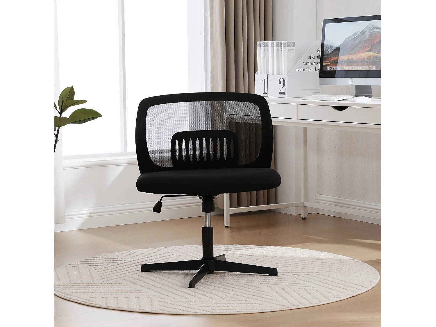 Bürodrehstuhl - Drehsessel mit Wippfunktion und Höhenverstellung - Netz schwarz