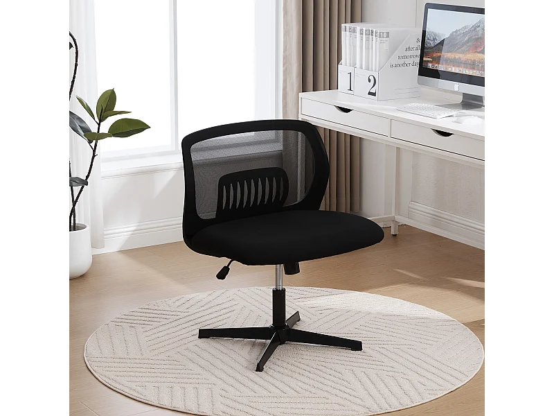 Draaibare bureaustoel - Draaifauteuil met schommelfunctie en hoogteverstelling - zwart mesh