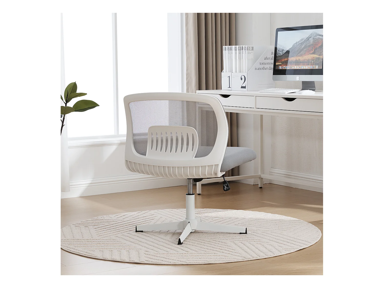 Bürodrehstuhl - Drehsessel mit Wippfunktion und Höhenverstellung - Netzgewebe grau