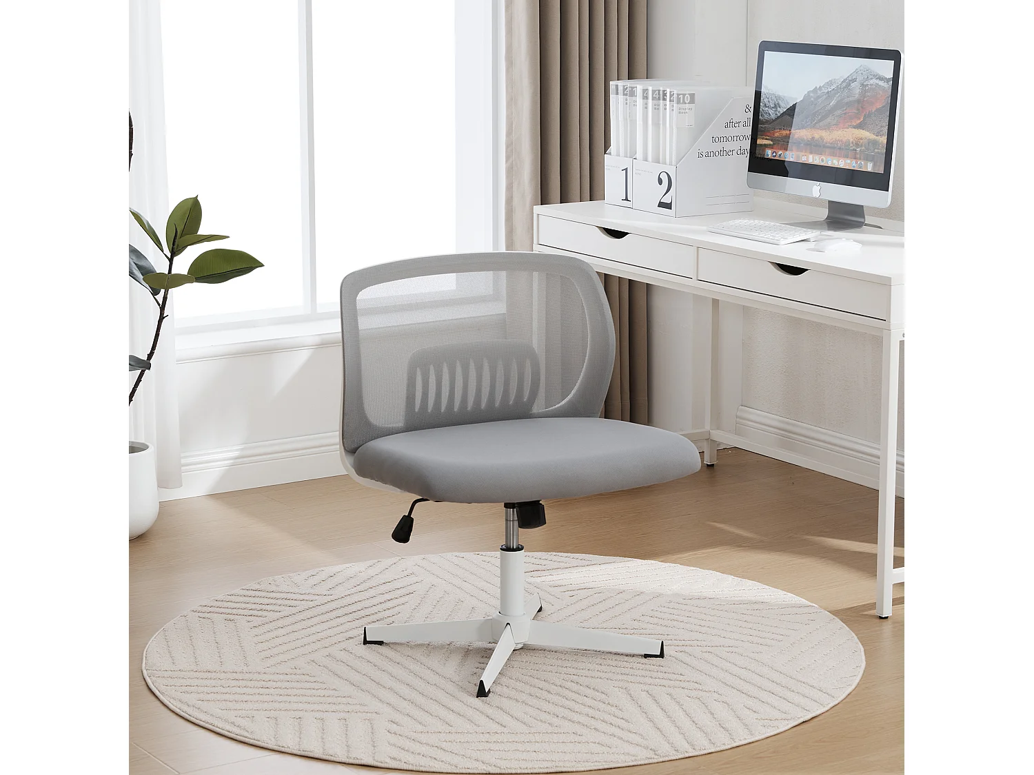 Chaise de bureau pivotante - Fauteuil pivotant  avec fonction bascule et réglage en hauteur - maille gris