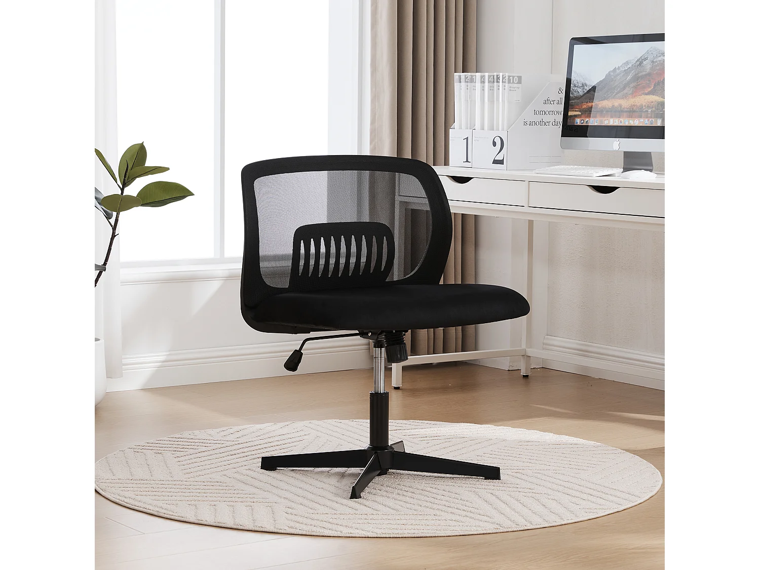 Chaise de bureau pivotante - Fauteuil pivotant  avec fonction bascule et réglage en hauteur - velours noire