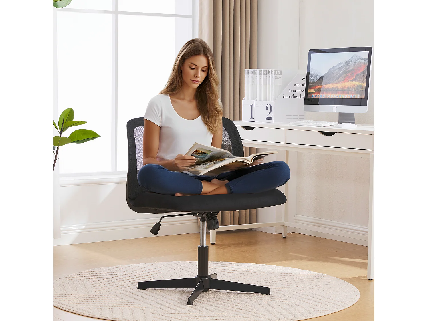 Chaise de bureau pivotante - Fauteuil pivotant  avec fonction bascule et réglage en hauteur - velours noire