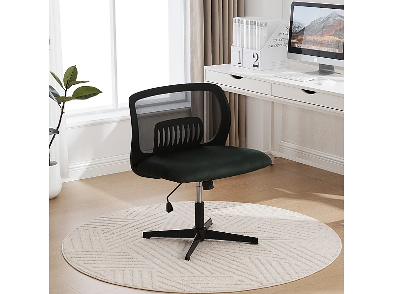 Draaibare bureaustoel - Draaifauteuil met schommelfunctie en hoogteverstelling - groen fluweel