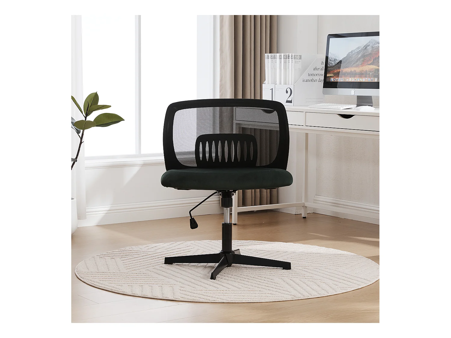 Bürodrehstuhl - Drehsessel mit Wippfunktion und Höhenverstellung - Samt grün