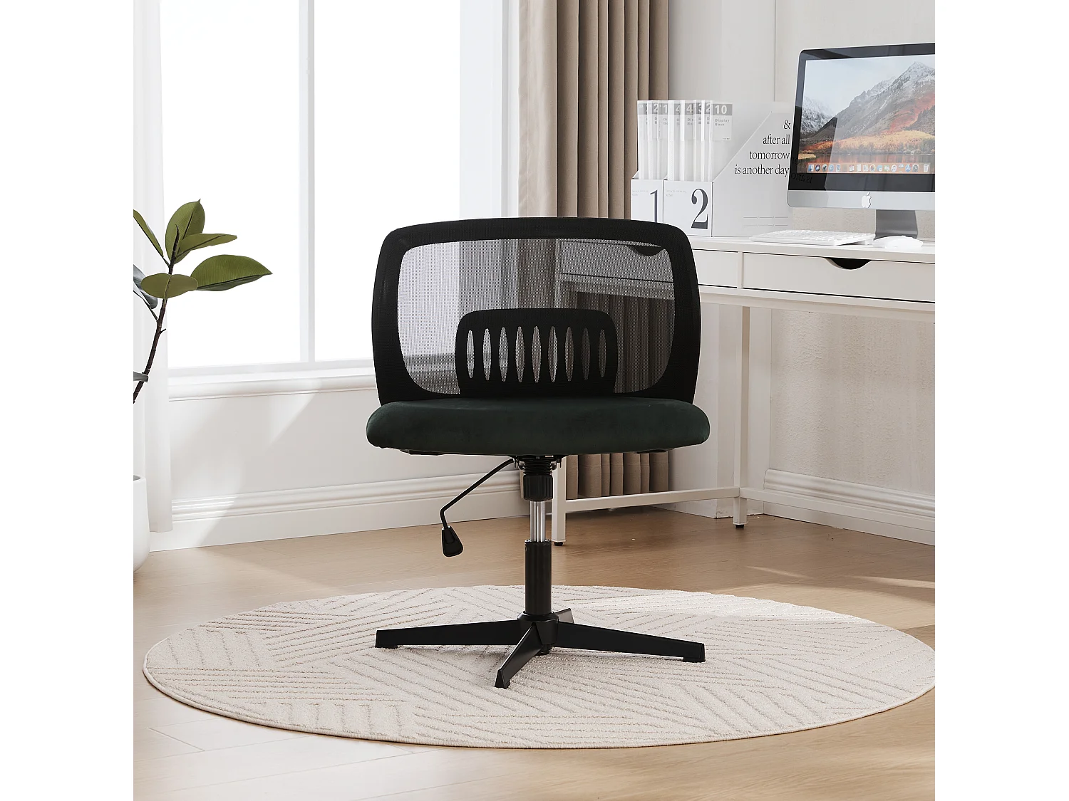 Chaise de bureau pivotante - Fauteuil pivotant  avec fonction bascule et réglage en hauteur - velours vert