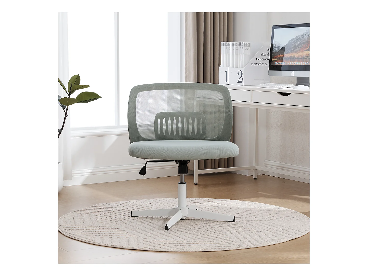 Bürodrehstuhl - Drehsessel mit Wippfunktion und Höhenverstellung - Mintgrünes Netzgewebe