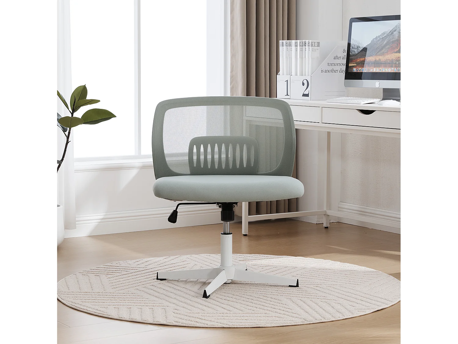 Chaise de bureau pivotante - Fauteuil pivotant  avec fonction bascule et réglage en hauteur - maille vert menthe