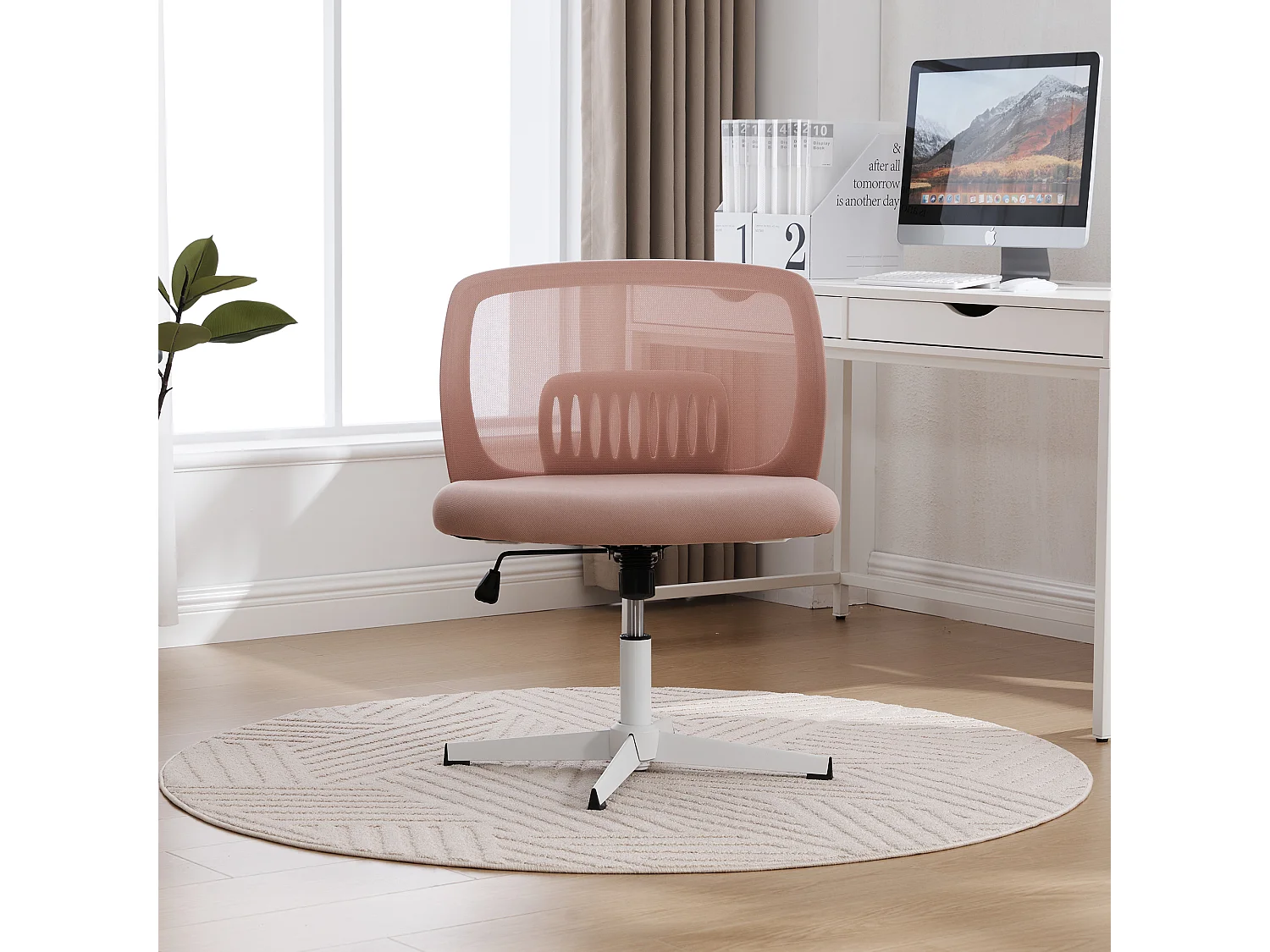 Chaise de bureau pivotante - Fauteuil pivotant  avec fonction bascule et réglage en hauteur - maille rose