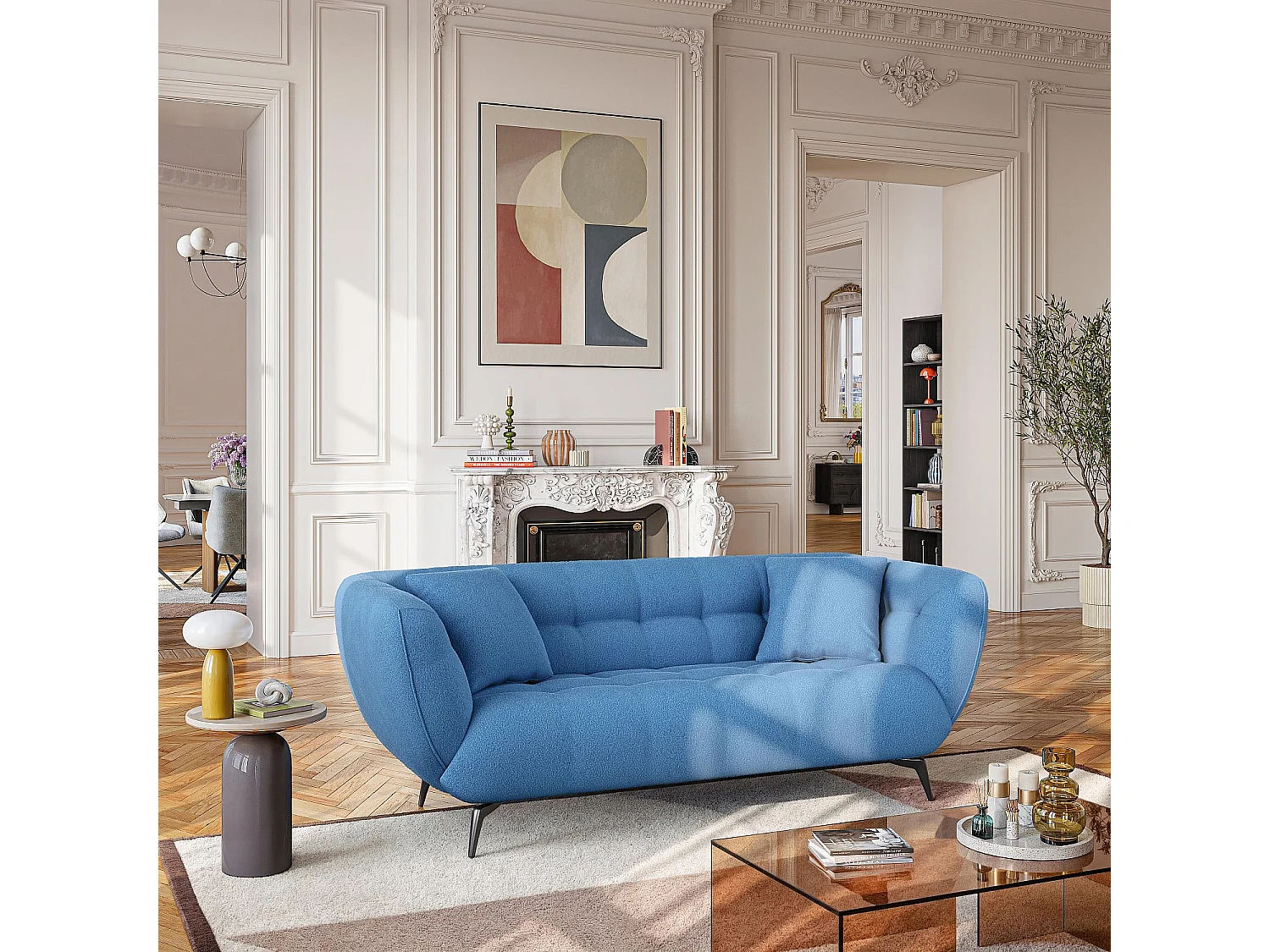 Habitat - Canapé 3 places en tissu - Bleu - Nashi