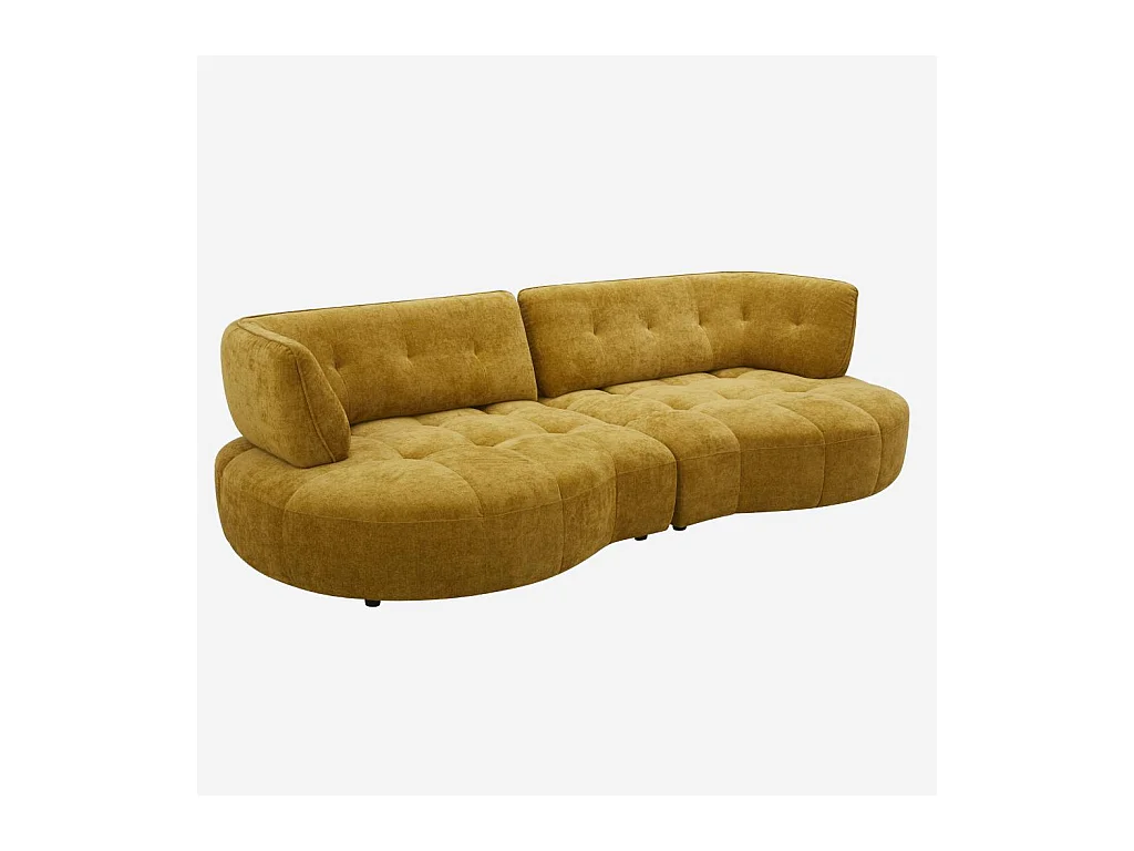 Habitat - Canapé 4 places capitonné en tissu avec dossier avance-recule - Miel - Alizee