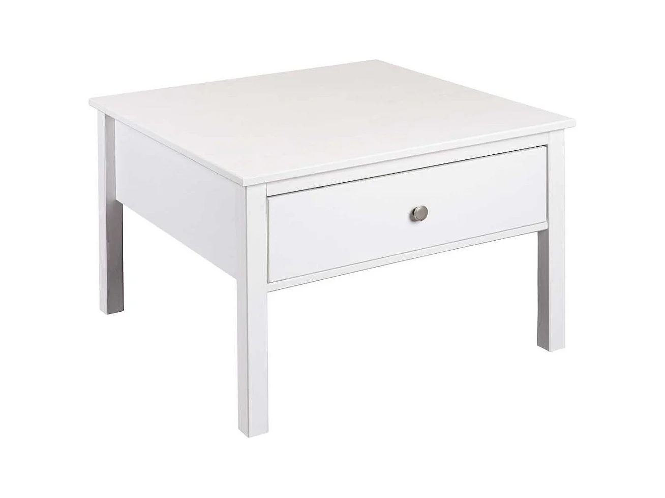 Table basse 1 tiroir en pin massif vernis blanc - DORIE