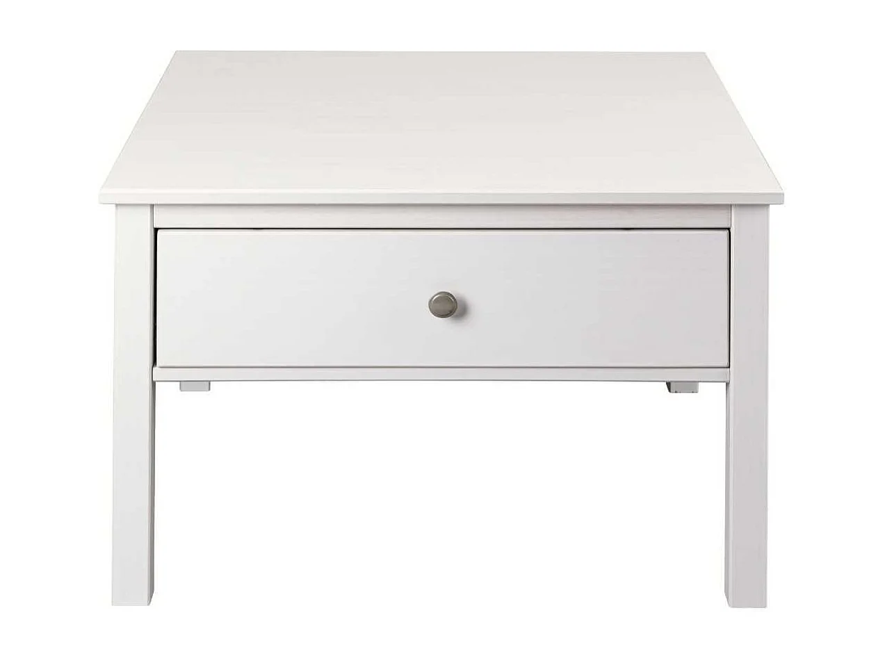 Table basse 1 tiroir en pin massif vernis blanc - DORIE