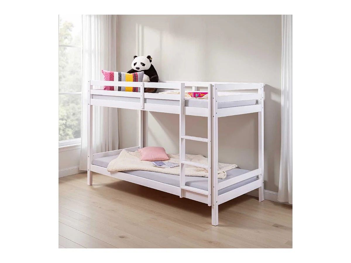 Lit Superposé Laqué Blanc 2 Couchages 90x200cm - ALICIA