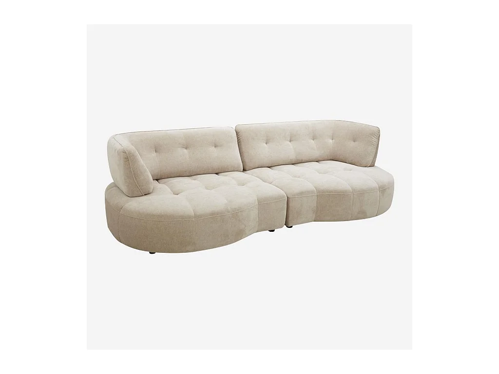 Habitat - Canapé 4 places capitonné en tissu avec dossier avance-recule - Crème - Alizee